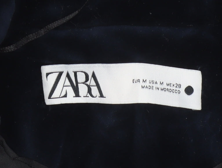 Zara Women’s Navy Blue Velvet Double-Breasted Tuxedo Blazer Size M