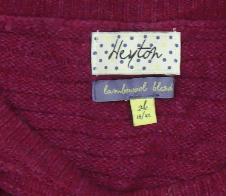 Heyton Women’s Red Lambswool Blend Henley Jumper Size 16 Button Knit