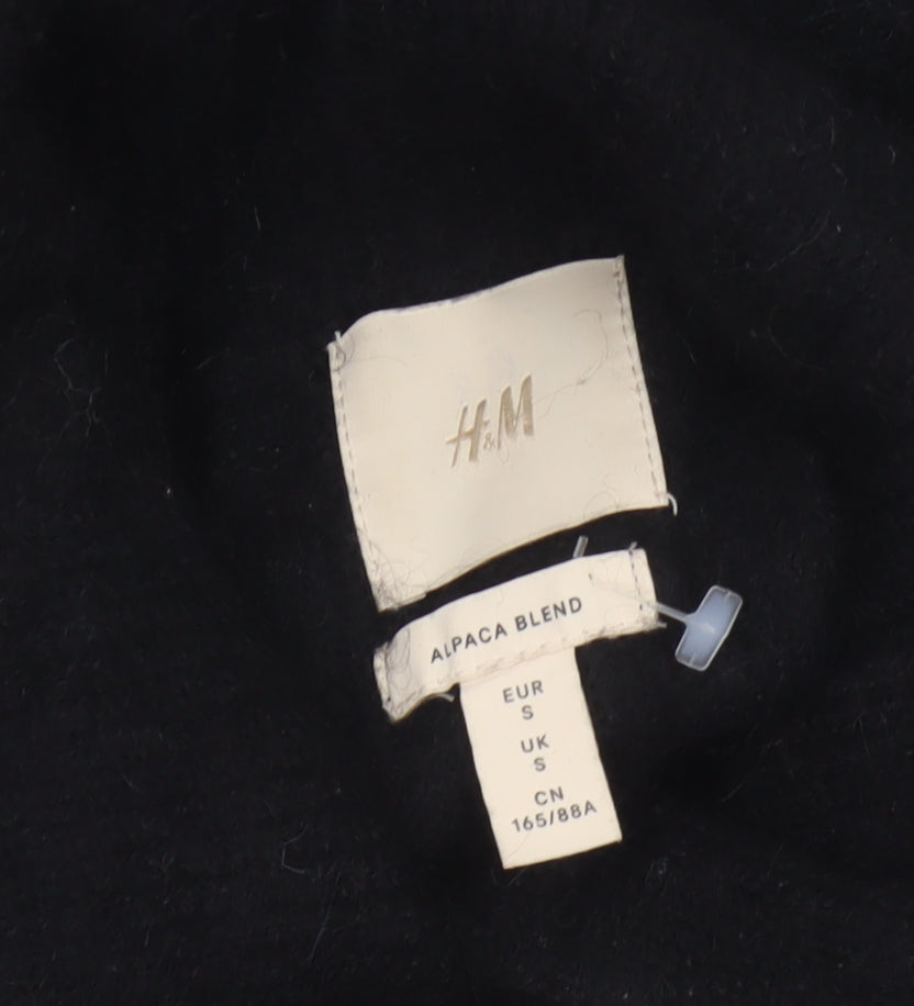H&M Women Black Alpaca Blend High Neck Jumper Size S Long Sleeve