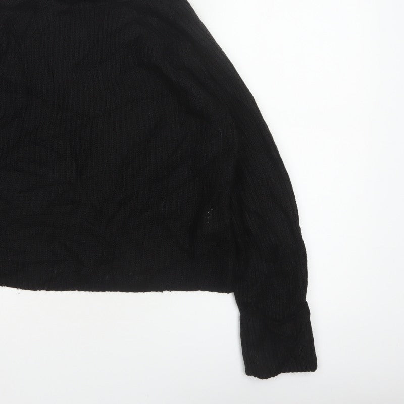 Brave Soul Women Black Size 14 Cable Knit Roll Neck Jumper