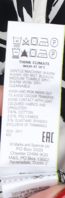Marks & Spencer Women’s Black White UK 20 Tapered Stretch Trousers