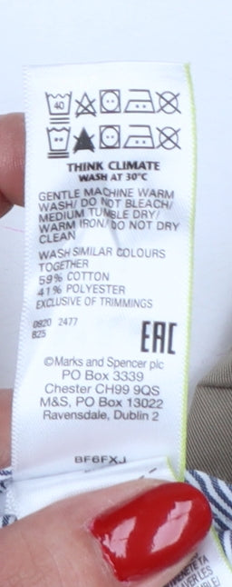 Marks and Spencer Women Beige UK 20 Regular Tapered Chino Trousers