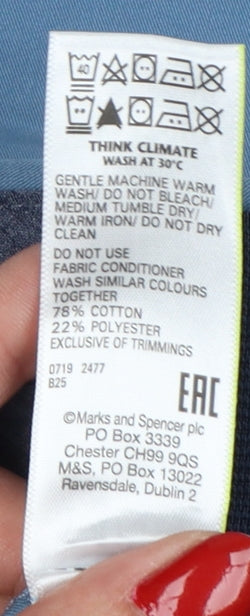 M&S Mens Blue Regular Fit Chino Trousers W32 L31 Straight