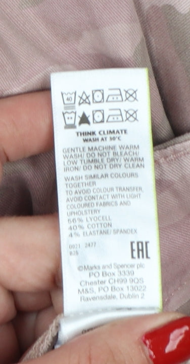 Marks & Spencer Women Pink Camo Cargo Trousers UK 10 Belted