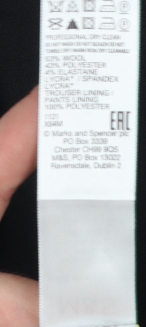 Marks and Spencer Men’s Black 36/31 Wool Blend Tailored Dress Trousers