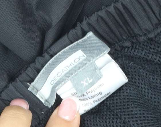Decathlon Men’s Black XL Walking Trousers Elastic Waist Zip Pocket