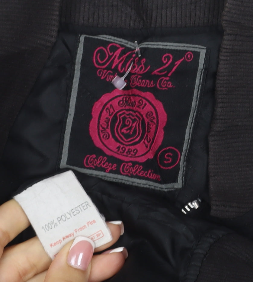 Miss 21 Women’s Black Size S Bomber Jacket Full Zip