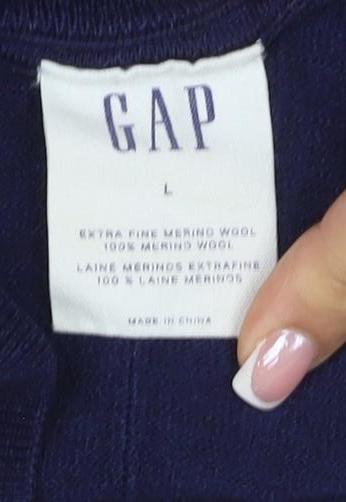 Gap Women’s Navy Blue Merino Wool Crew Neck Pullover Jumper Size L