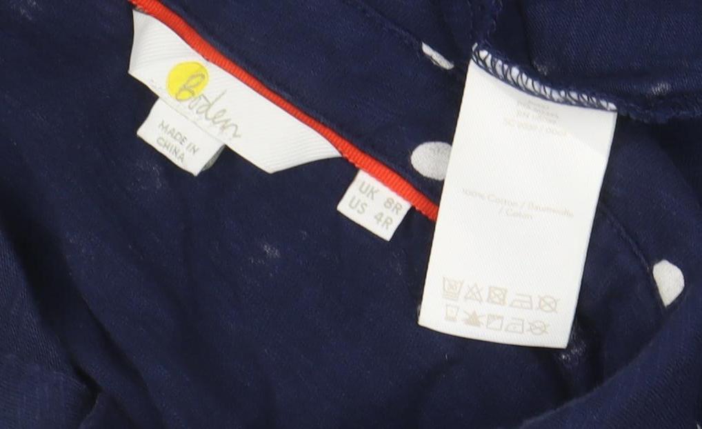 Boden Women’s Blue Polka Dot Belted Shirt Dress UK 8 Long Sleeve