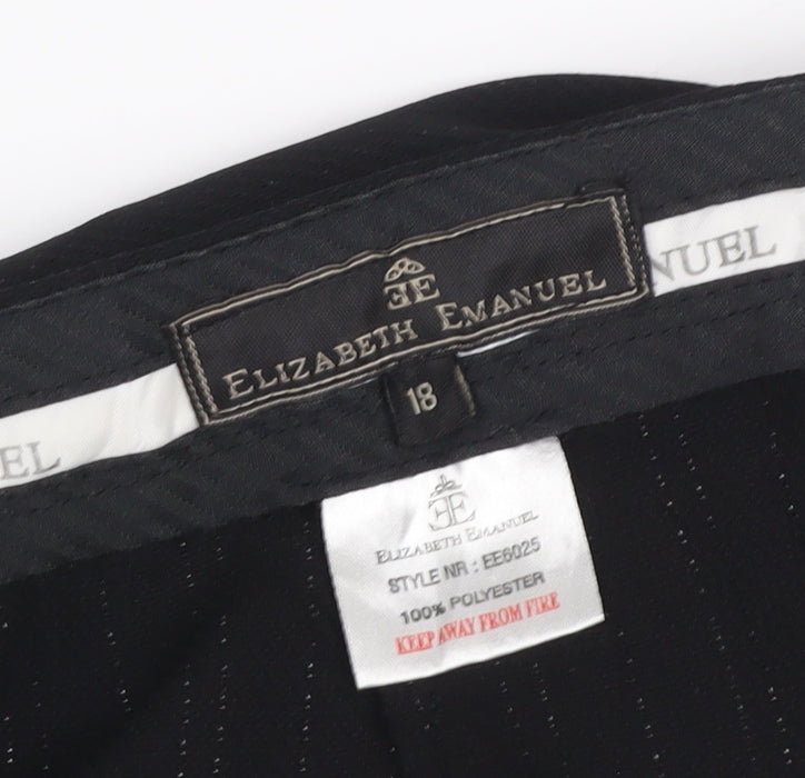 Elizabeth Emanuel Women’s Black Pinstripe Wide-Leg Trousers UK 18