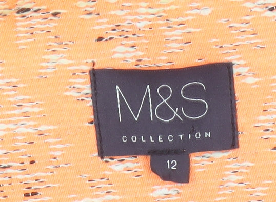 Marks and Spencer Women Orange UK 12 Geometric Open Front Blazer