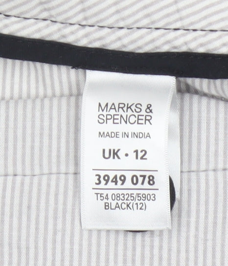 Marks & Spencer Women Black UK 12 Cotton Capri Tapered Trousers