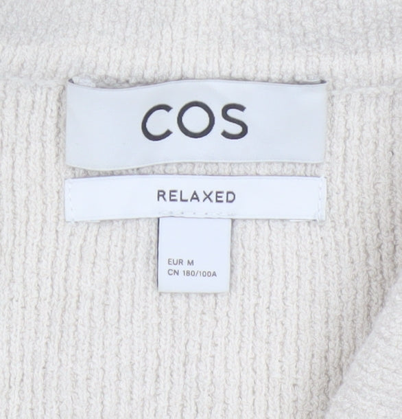 COS Men’s Ivory M Relaxed Cotton Blend Textured Short Sleeve Button-Up Shirt