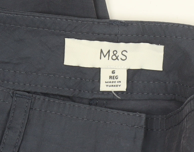 Marks & Spencer Women's Blue UK 6 Regular Cargo Trousers Pockets