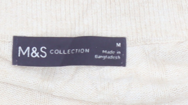 Marks and Spencer Women Ivory M Linen Blend V-Neck Lightweight Jumper