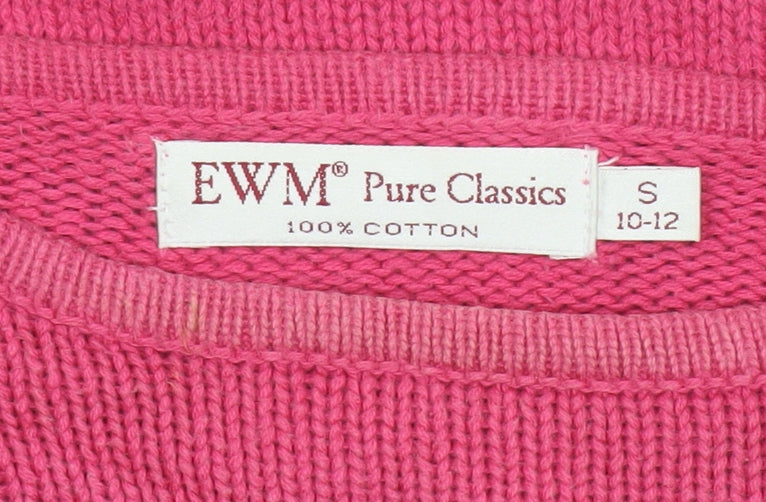 EWM Women Pink UK 10-12 Cotton Crew Neck Raglan Sleeve Jumper
