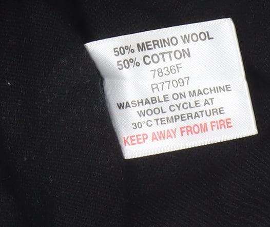 Brook Taverner Men’s Black 2XL Merino Wool Cotton V-Neck Jumper