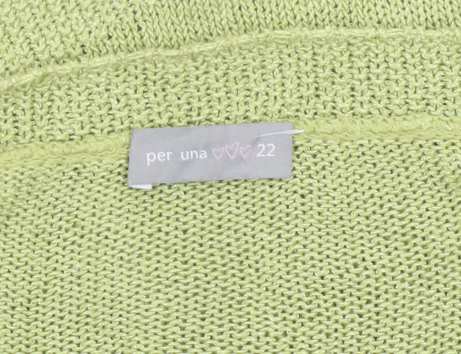 Marks and Spencer Per Una Women's Green Size 22 Open Knit Cardigan