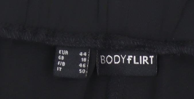 BODYFLIRT Women’s Black UK 18 Paperbag Tie Belt Tapered Trousers