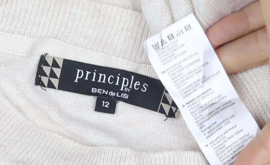 Principles Ben de Lisi Women Ivory Size 12 Mock Neck Knit Jumper