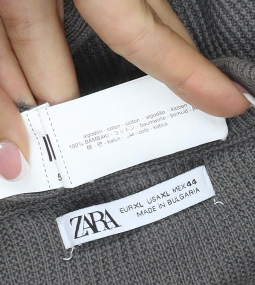Zara Men Grey XL Cotton Crew Neck Fine Knit Pullover Jumper
