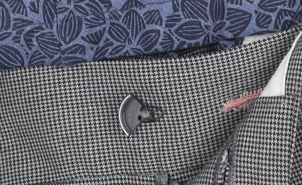 Marks and Spencer Men Grey 30R Regular Fit Check Dress Trousers