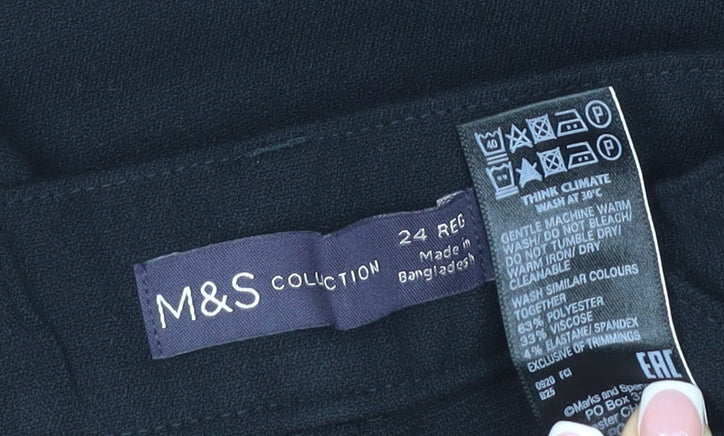 Marks and Spencer Women's Black Size 24 Regular Stretch Dress Trousers