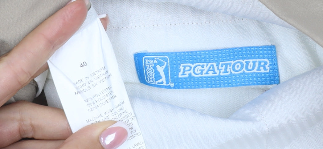 PGA TOUR Men's Beige Size 40 Chino Golf Shorts Flat Front Pockets