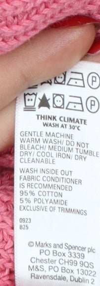Marks & Spencer Women Pink L Chunky Knit Raglan Pullover Jumper