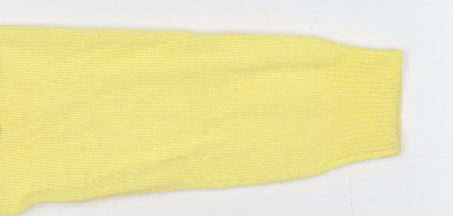 Damart Women Yellow Acrylic Mock Neck Knit Pullover Jumper UK 18