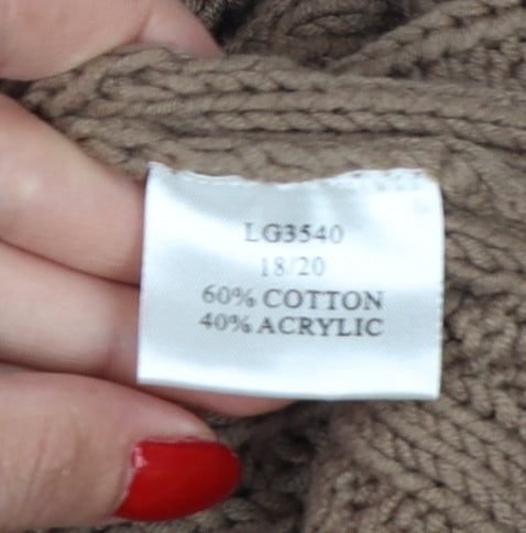 La Vie Women’s Brown UK 18 Cable Knit Cowl Neck Chunky Pullover Jumper