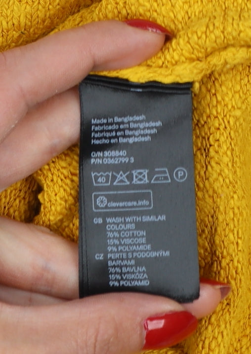 H&M Divided Women Yellow UK 12 M Crew Neck Knit Pullover Jumper