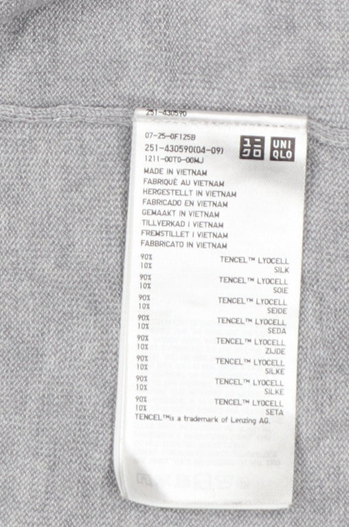 Uniqlo Women Grey S Open V-Neck Lyocell Silk Knit Cardigan