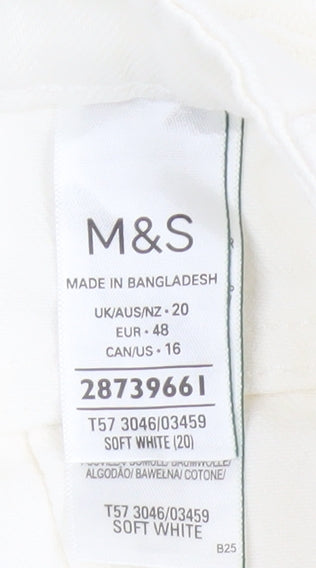 Marks & Spencer Women White UK 20 Mom High Rise Denim Shorts