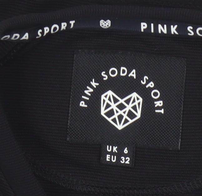Pink Soda Sport Women Black UK 6 Cropped Logo Long Sleeve Jersey Top