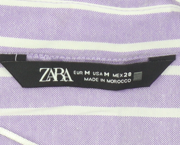 Zara Women Purple Striped Basic Button-Up Shirt UK 10