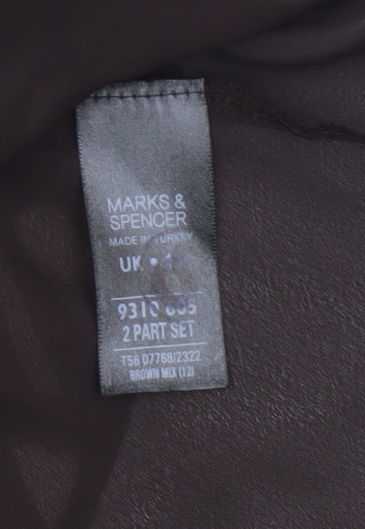 Marks & Spencer Women Multicoloured UK 12 Sheer Chiffon Blouse Cami