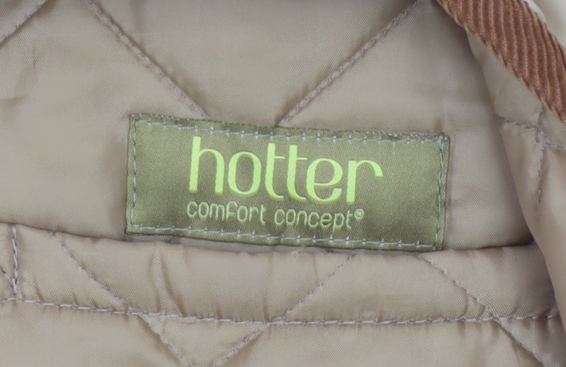 Hotter Women's Beige L Quilted Padded Jacket Corduroy Collar