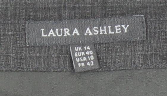 Laura Ashley Women Grey Butterfly Cotton Pencil Skirt UK 14 Lined