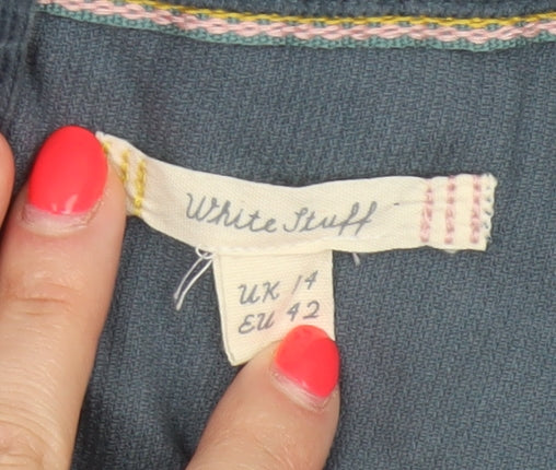 White Stuff Women Blue UK 14 Corduroy Shift Dress Sleeveless Pockets