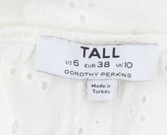 Dorothy Perkins Women Ivory UK 10 Tall Basic Broderie Blouse