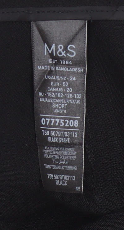 Marks and Spencer Women Black Size 24 Short Straight Dress Trousers