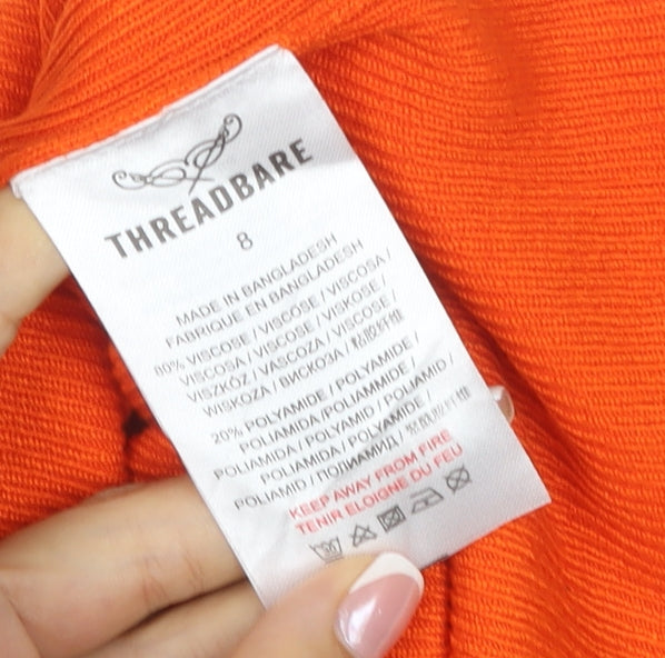 Threadbare Women Orange Size 8 Midi Knit Sleeveless Jumper Dress