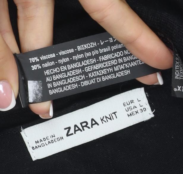 Zara Women Black Size 14 Open Cowl Neck Long Sleeve Cardigan