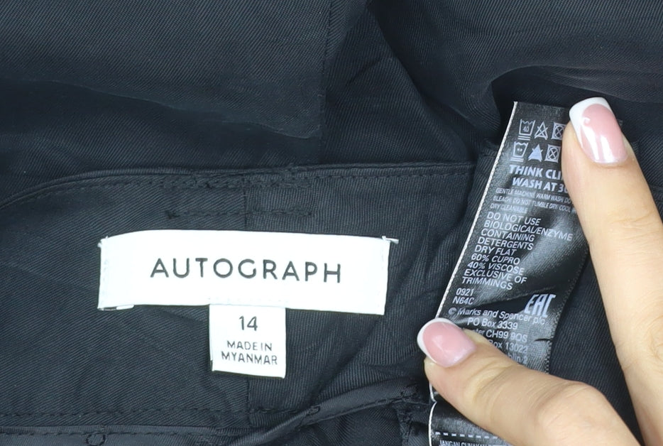 Autograph Women’s Black Size 14 Cupro Tapered Trousers