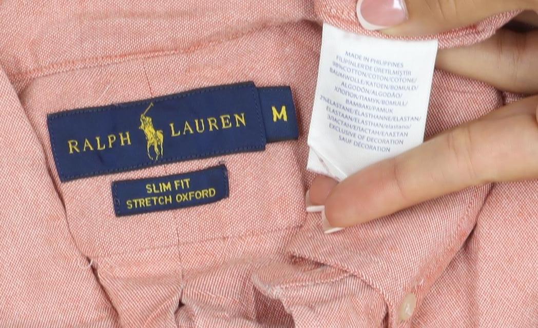 Ralph Lauren Men Pink M Slim Fit Stretch Oxford Button-Down Shirt