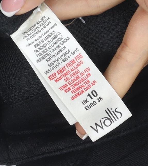 Wallis Women’s Black UK 10 Slim Straight Trousers Zip Pockets