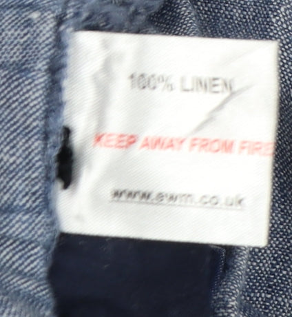 Inlio Women’s Blue Linen Jogger Trousers Size 14 Elasticated Waist