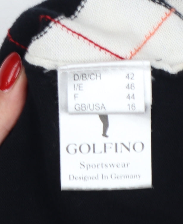 GOLFINO Women’s Multicoloured Argyle Cotton Knit V-Neck Vest UK 16