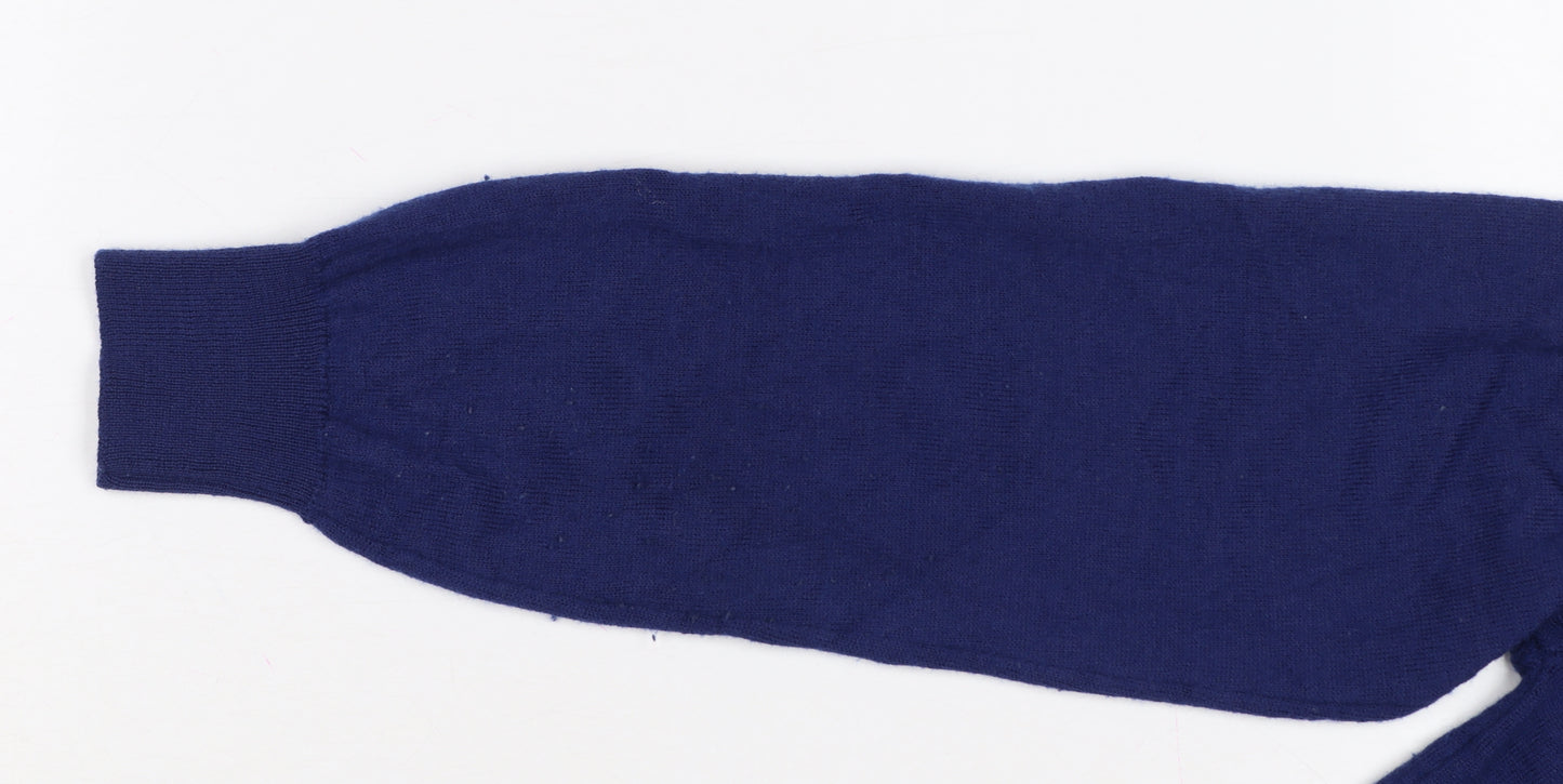 Moss 1851 Men's Blue M Merino Wool Blend Mock Neck Pullover Jumper